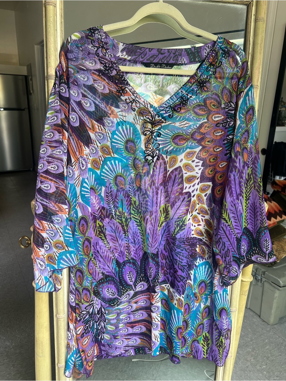 Vintage Peacock Beaded Beach Coverup